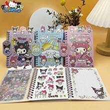 Sanrio Freunde Aufkleber und Notizbuch Set, Cartoon Kunst, Klebend, Glitzernd, Wiederverwendbar, Anime Thema, Mehrere Farben, Tagebuch, Handgefertigt, Geeignet für Geburtstag und Festdekoration, (Zufälliger Einer)