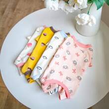 可爱宠物卡通印花圆领短袖睡衣 - 黃色 - 查看 4