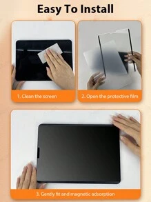 1pc Magnetic Attraction Paper-Like Film Tablet Screen Protector Compatible With IPad 5th/6th/7th/8th/9th/10th/11th Air Pro 11inch 12.9inch 10.2inch/Compatible With Samsung Galaxy/Redmi//Microsoft/, No Bubbles, Easy To Stick, Adheres To The Screen, Prevents Scratches, And Has A Smooth And Frosted Feel Removable Magnetic Matte Film (Not Glass) Waterproof Shockproof Anti-Fall Anti-Fall Scratch Resistant Anti-Fingerprint Full Cover - Matte - View 7
