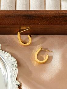 1 Cặp bông tai đinh tán hình cầu bằng thép không gỉ mạ 18K dành cho nữ, phong cách thời trang phù hợp cho tiệc tùng, hẹn hò, công sở - Vàng - Xem 6