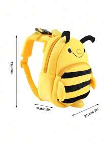 幼儿背包动物园毛绒迷你背包动物卡通旅行包适合宝宝女孩男孩蜜蜂包背包 - 黃色 - 查看 3
