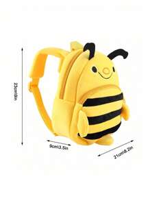 幼儿背包动物园毛绒迷你背包动物卡通旅行包适合宝宝女孩男孩蜜蜂包背包 - 黃色 - 查看 4