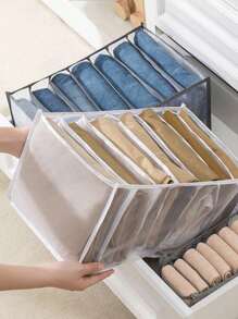 1件大号衣柜衣服分隔收纳柜7柜储物盒可洗抽屉式衣柜收纳箱内衣折叠收纳袋衣服裤子鞋子牛仔裤靴子裙子 - 灰色 - 查看 7