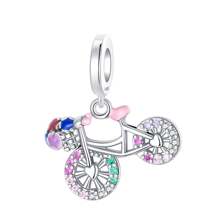 镀银吊饰旋转自行车彩色花篮自行车小车系列吊饰吊坠球适用于手链 DIY 女士珠宝 - 吊墜 - 查看 14