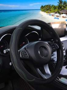 MEIKAXIU 1pc PU Leather 3D Embossed Hand Shape Massage Soft Car Steering Wheel Cover, Fits 14.5-15 Inch Cars, Black & Red, Applicable All Year Round - one-size - View 14