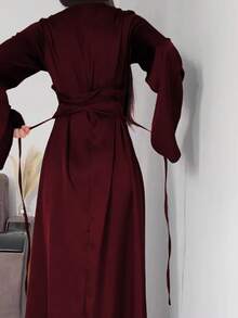 Đầm dạ hội đơn giản màu trơn thanh lịch cho nữ - Màu Đỏ Sâu - Xem 6