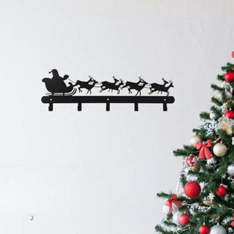1 Piece Santa Claus And Elk Sled Metal Wall Decoration, Full Of Christmas Atmosphere, Suitable For Christmas Holiday Decoration In Bedroom, Living Room And Entrance