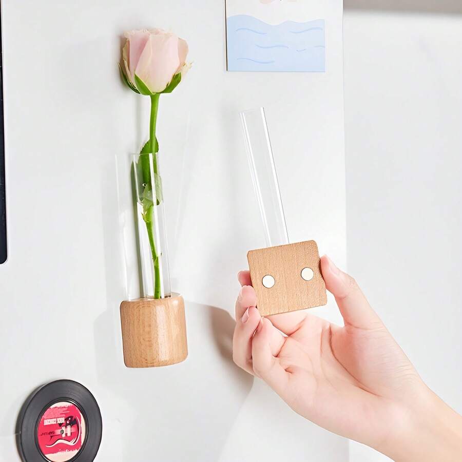 Nam châm hình bình hoa, nam châm trang trí tủ lạnh hình ống trồng cây thủy canh, thích hợp để trang trí tủ lạnh tại nhà và văn phòng. - Nhiều màu - Xem 1