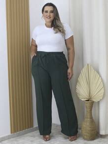 Duna Plus Size Trousers - 軍綠色 - 查看 1