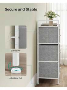 SONGMICS Chest Of Drawers, Bedroom Cabinet, 7 Fabric Drawers With Handles, Metal Frame, Grey And Cloud White