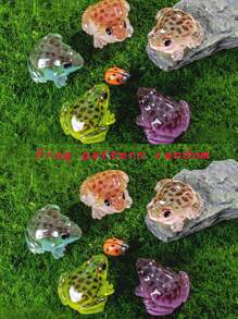 5pcs/10pcs/2pcs/Set Resin 3D Polychrome Frog Garden Decor, DIY Miniature Landscape Accessories, Desktop Decoration, Scene Decoration, Holiday Decoration,Horticultural Ornaments, Room Decoration, Home Decoration, Office Decoration, Theme Party Decoration, Flower Pot Decoration And Gifts,Aquarium Fish Tank Decoration Animals