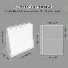 1 份 2x3 英寸塑料照片卡相册，日历样式，10 页，20 个口袋，照片整理和存储，照片文件夹，垂直相册 - 半透 - 查看 5