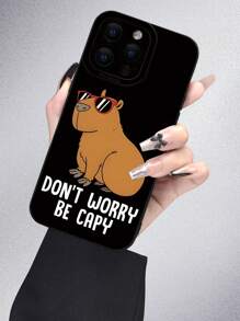 1 件豚鼠口号 2D 图形流行创意时尚豚鼠口号图案礼物送给朋友、家人、情侣、自己。黑色哑光软壳全身保护，防尘，防水，兼容 Apple， - 黑色 - 查看 3