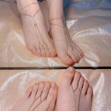 1 pieza Cadena para el pie con borlas multicapa etéreas y perlas, accesorio delicado y de moda para tacones altos