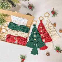 Bộ đồ trang trí Giáng sinh Macrame Cây thông Noel dệt Đồ trang trí treo tường nhỏ DIY Boho Giáng sinh - Nhiều màu - Xem 13