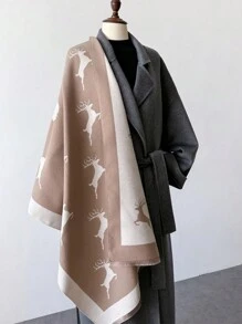 1 chiếc khăn choàng cổ bằng vải cashmere giả hai mặt màu xám và trắng dành cho nữ, ấm áp, thích hợp để mặc hàng ngày vào mùa thu và mùa đông, thanh lịch - Nhiều màu - Xem 8