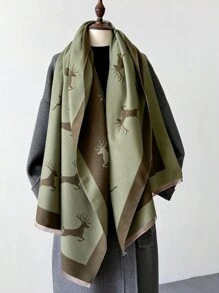 1 chiếc khăn choàng cổ bằng vải cashmere giả hai mặt màu xám và trắng dành cho nữ, ấm áp, thích hợp để mặc hàng ngày vào mùa thu và mùa đông, thanh lịch - Nhiều màu - Xem 3