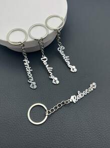1 Personalized Stainless Steel Custom Label Name Letter Keychain With Heartbeat Ripple Of Love, Father's Day, Mother's Day, Valentine's Day Male And Female Accessory Gift