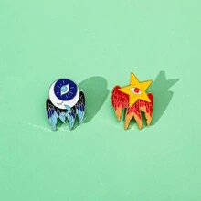 2 件个性化卡通胸针套装创意星空动物珐琅别针背包服装首饰金属徽章配饰礼物赠朋友 - 2 Pcs - 查看 7