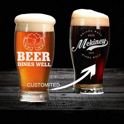 Vaso de cerveza de vidrio personalizado con grabado personalizado, regalo corporativo/para padre/de inauguración de casa, regalo de boda/para padrinos/para el mejor hombre, regalo para hombres, esposo, abuelo, novio, regalo de boda para los padrinos
