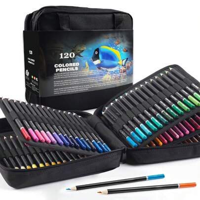Conjunto de 120 lápices de colores con estuche con cremallera | Mina suave para artistas, profesionales y expertos en color | En un estuche con cremallera resistente y ordenado, fácil de llevar a cualquier parte