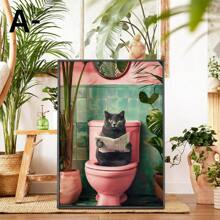 Bộ 1, Tranh in mèo buồn cười màu xám, Tranh in mèo phòng tắm hợp thời trang, Áp phích nhà vệ sinh buồn cười, Áp phích mèo buồn cười, Nghệ thuật treo tường vui nhộn để trang trí phòng tắm Trang trí nhà, Áp phích vải, Trang trí tường vải cho nhà, Phòng khách, Phòng tắm, Không có khung - Nhiều màu - Xem 21