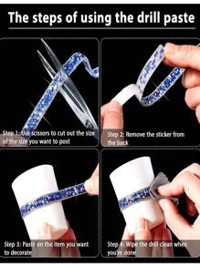 1 码树脂水钻丝带自粘钻石丝带水晶丝带卷闪光树脂钻石带闪亮水钻丝带适用于 DIY 艺术工艺品 - 查看 7