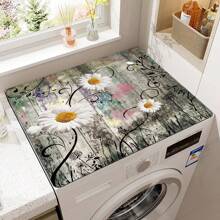 1 tấm phủ máy giặt họa tiết hoa cúc vân gỗ, tấm lót máy sấy chống bụi, tấm lót chống trượt in họa tiết, tấm lót thoát nước, tấm phủ chống bụi cho đồ gia dụng - Thảm chống bụi máy giặt - Xem 1
