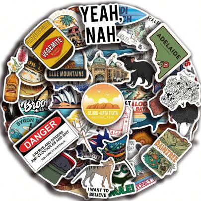 50pcs Australia Sticker Diary Laptop Luggage Skateboarding Cartoon Graffiti Stickers Fun Classic Gift Decoration Back To School