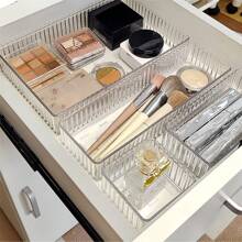 18pcs Transparent Drawer Storage Boxes, 4 Size Stackable Makeup And Vanity Drawers, Bathroom Drawer Storage Containers For Cosmetics, Office Supplies, Kitchen Tools Home Bathroom Decor Bathroom Organizer