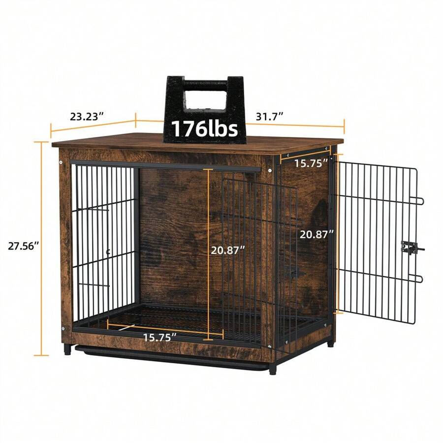 Large Dog Crate Wooden Kennel Heavy Duty Cage With Tray End Table Pet