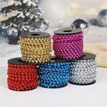 5M Christmas Tinsel Garland Faux Pearl Beads String, For DIY Christmas Tree And Holiday Decoration
