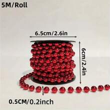 5M Christmas Tinsel Garland Faux Pearl Beads String, For DIY Christmas Tree And Holiday Decoration