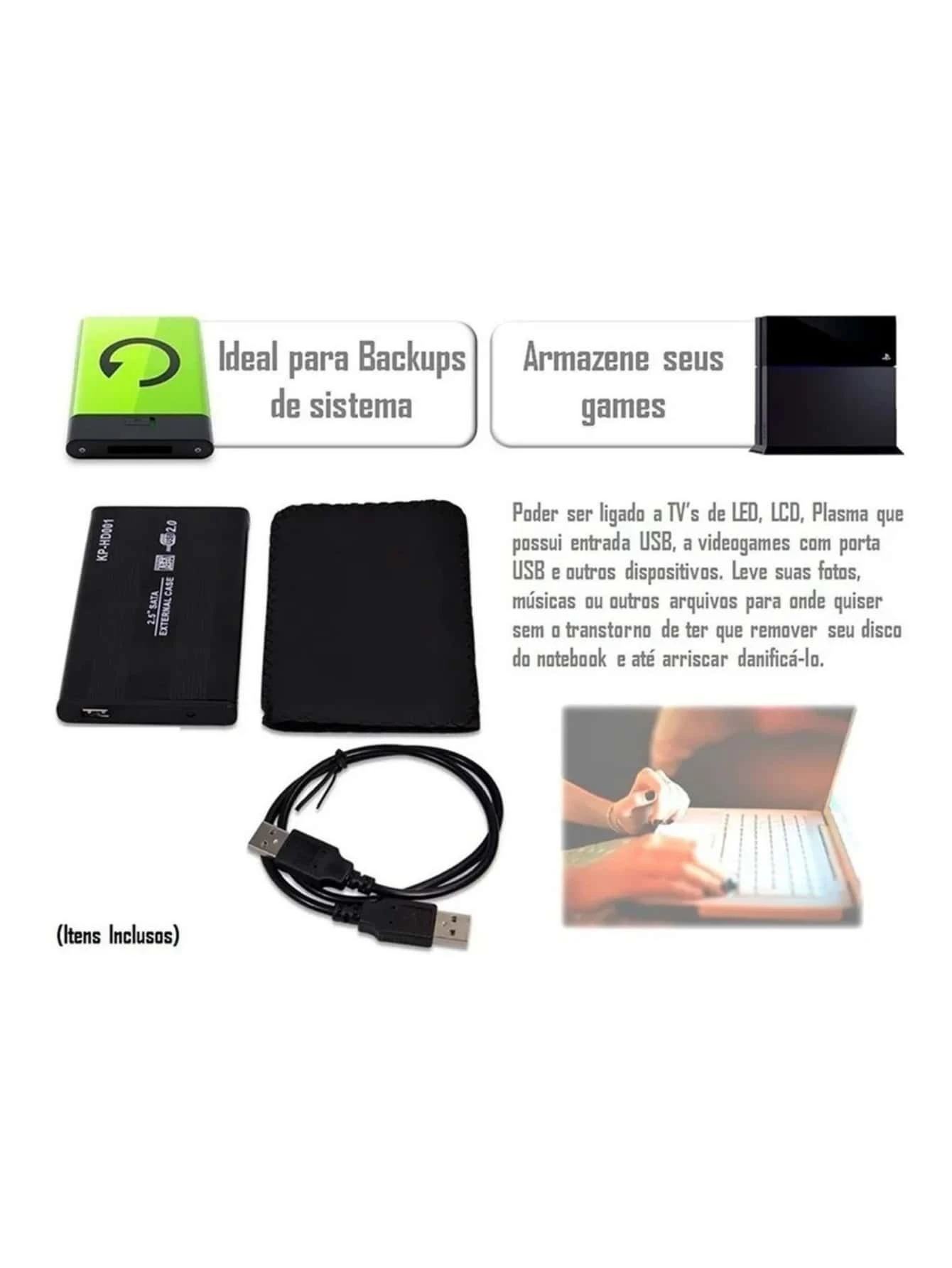 Case Gaveta Hd Sata Notebook Usb Externa Pc, GAMES, Ps3 T2 SHEIN Brasil