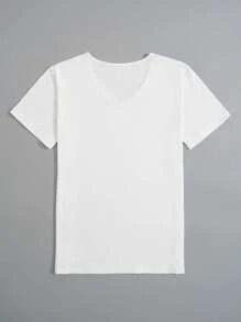 Customized Text Men's Tops, Personalized Printed Funny T-Shirts With Added Text Design, Men's V-Neck Tops, White Tops, Personalized Short Sleeves, Summer Clothing - White - View 4