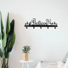 1 Mảnh Trang Trí Tường Kim Loại "Believe", Với Các Yếu Tố Người Tuyết Và Nai Sừng Tấm, Tràn Đầy Không Khí Giáng Sinh, Thích Hợp Để Trang Trí Ngày Lễ Giáng Sinh Trong Phòng Ngủ, Phòng Khách Và Lối Vào - màu đen - Xem 4