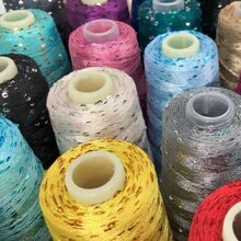 Summer Ice Silk Yarn With Sparkling Beads And Sequins Hair/Scarf Yarn, Diy Hand Crochet Knitting Fine Thread On - Multicolor - View 3