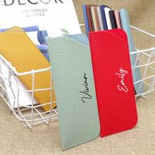 Customized Name Leather Organizer Bag, Eyewear Holder, Pencil Case, Christmas Gift, Farewell Gift, Thanksgiving Gift, Teacher's Day Gift, Customized Gift, Travel Storage