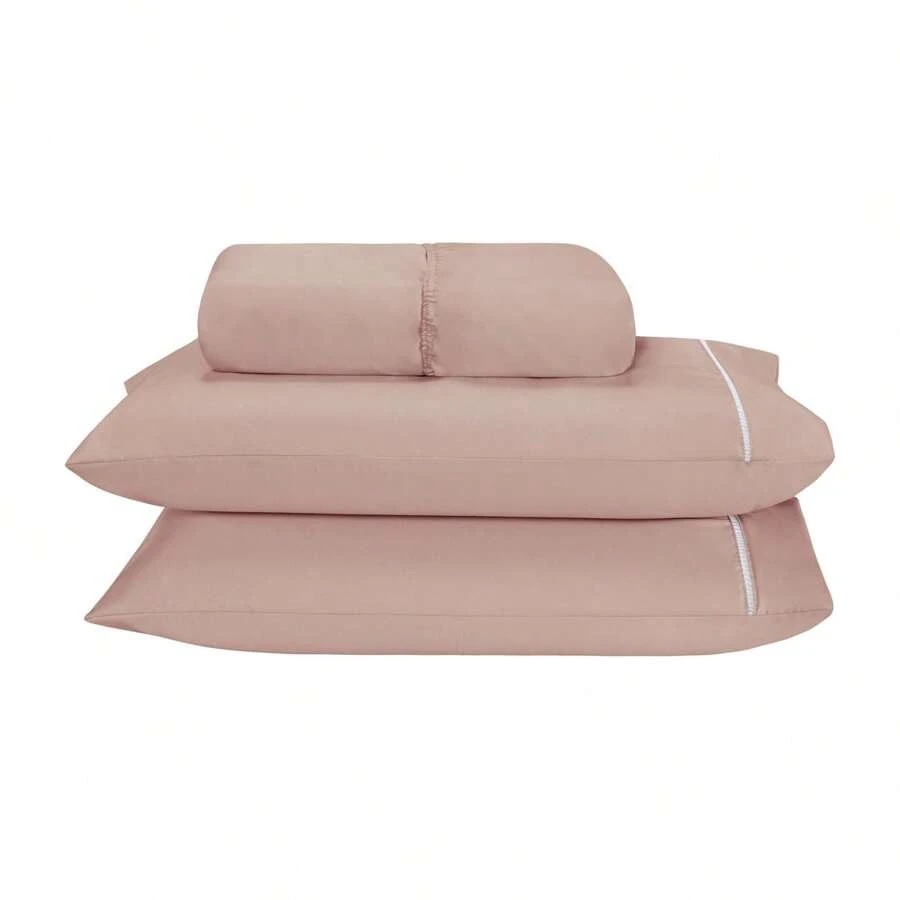 Queen Size Sheet Set, Palito Stitch, Percale, 400 Thread Count, 3 Pieces, Hotel/Motel - 淺粉色 - 查看 1