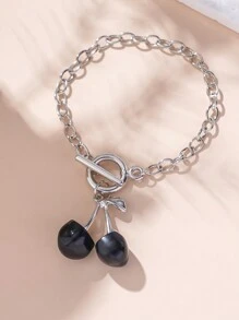 4pcs/Set Acrylic Cherry Pattern Jewelry Set - Vintage OT Clasp Necklace & Earrings, Accessories For Women - Women's Cherry Jewelry Set - View 13