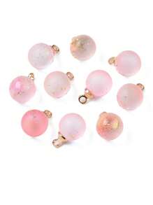 1盒40入組8顏色透明噴霧繪畫玻璃吊墜帶燈黃銅環形磨砂圓形混色球形設計DIY吊墜