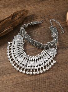 Retro Fashion Double Layer Punk Pattern Carved Line Necklace, Beach Casual Accessory Choker - Star - View 8
