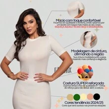 Kit 02 Short Sleeve Round Neck Comfortable Basic Plain Premium Midi Dress - Màu Khaki - Xem 5