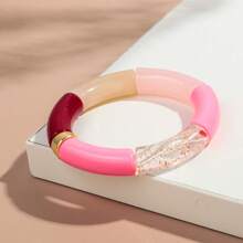 1pc Fashionable Leopard Print Acrylic Curved Adjustable Bracelet, Suitable For Women's Daily Wear - Geometric - View 33