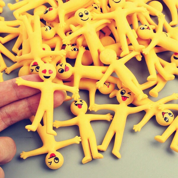 10/20pcs Random Smiling Face Expression Elastic TPR Squeeze Stress Relief Toys, Creative Stretchy Vent Dolls Funny Toys