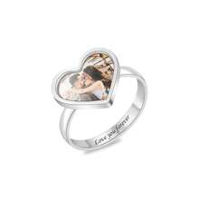 Personalized Copper Heart-Shaped Photo Ring - Customized Engraving, Romantic Couple Gift For Christmas/Thanksgiving - Silver - View 13