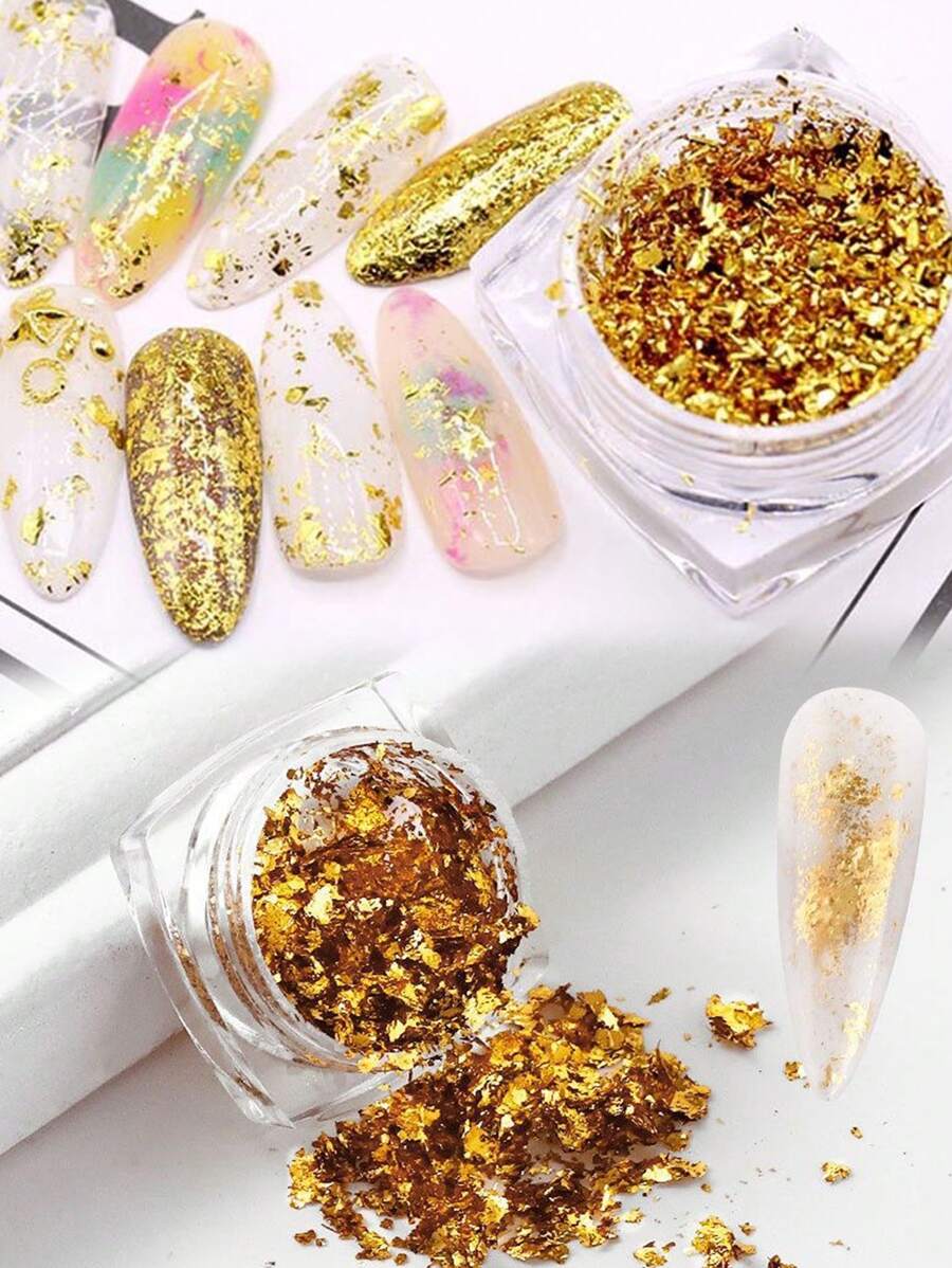 2 Bottles Of Nail Accessories Artificial Mixed Pink Flowers Broken