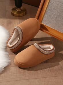 Warme Winterpantoffeln für Damen mit dick thermisch gefütterter, rutschfester Sohle, geschlossener Zehenpartie, komfortable Innen-/Außenpantoffeln, geeignet für Herbst/Winter - Braun - Übersicht 3