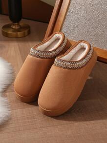 Warme Winterpantoffeln für Damen mit dick thermisch gefütterter, rutschfester Sohle, geschlossener Zehenpartie, komfortable Innen-/Außenpantoffeln, geeignet für Herbst/Winter - Braun - Übersicht 4