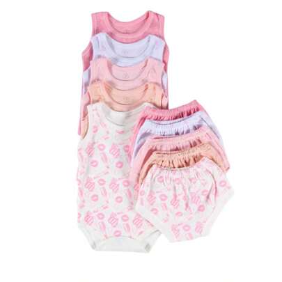 Kit 4 peças Conjunto Body regata e tapa fralda Estampado para bebê menino menina verão. Cancelado